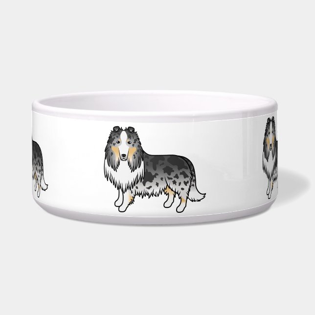 Écuelle Bleu Merle Rough Collie Joli Dessin Chien (Devant)