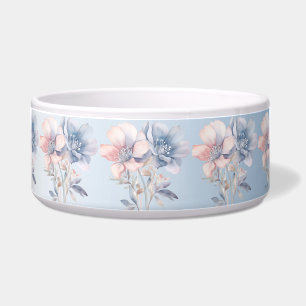 Écuelle Bleu rose Fleurs céramique Pet Bowl