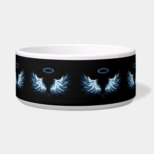Écuelle Blue Glowing Angel Wings on black background (Devant)