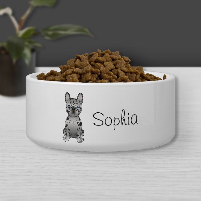 Écuelle Blue Merle French Bulldog Frenchie Cute Dog & Name (Créateur téléchargé)
