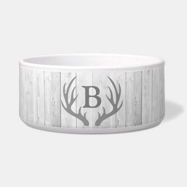 Écuelle Bois blanc rustique élégant Antlers de cerfs | Mon (Devant)
