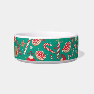 Écuelle Bol à chat de Noël vert moyen Canneberges