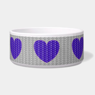 Écuelle Bol à chien argent paillettes cœur violet