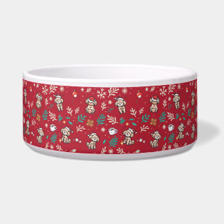 Écuelle Bol à chien caniche Noël floral mignon pour nourri