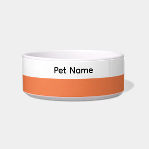 Écuelle Bol à nom pour animaux à rayure orange