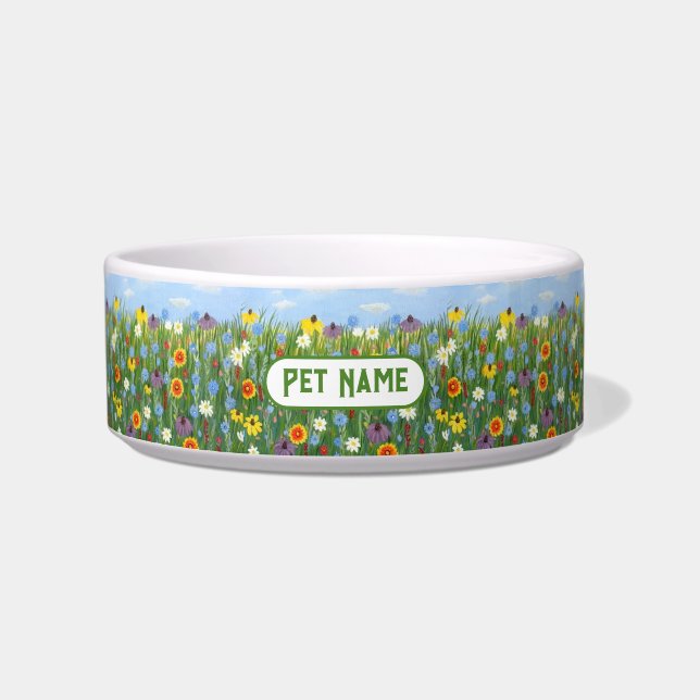 Écuelle Bol à nourriture pour animaux aux fleurs sauvages (Devant)