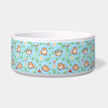 Bol à nourriture pour chien à motif floral de prin