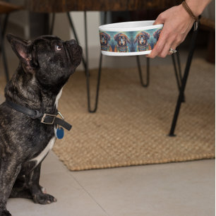 Écuelle Bol alimentaire pour chien rétro groovy hippie tec