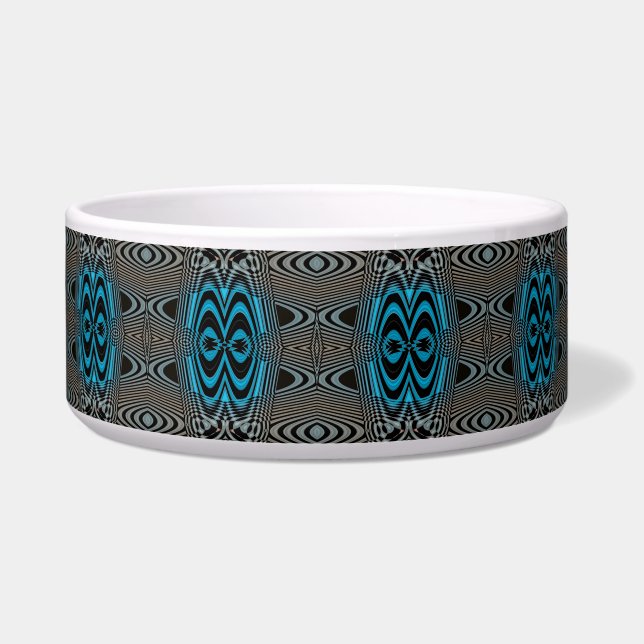 Écuelle Bol de chien noir et bleu - Diamants noirs -1-Swir (Devant)
