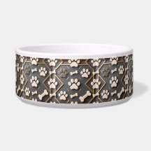 Bol en céramique élégant pour chien avec empreinte