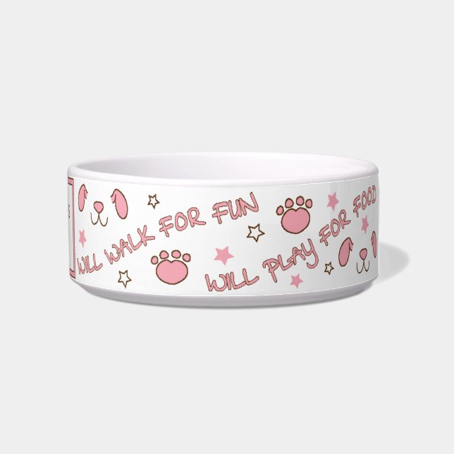 Écuelle Bol moyen pour chien "Je marcherai pour m'amuser" (Droite)