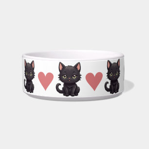 Écuelle Bol personnalisé Chats noirs mignons et coeurs