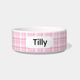 Écuelle Bol personnalisé de style rose à carreaux pour ani