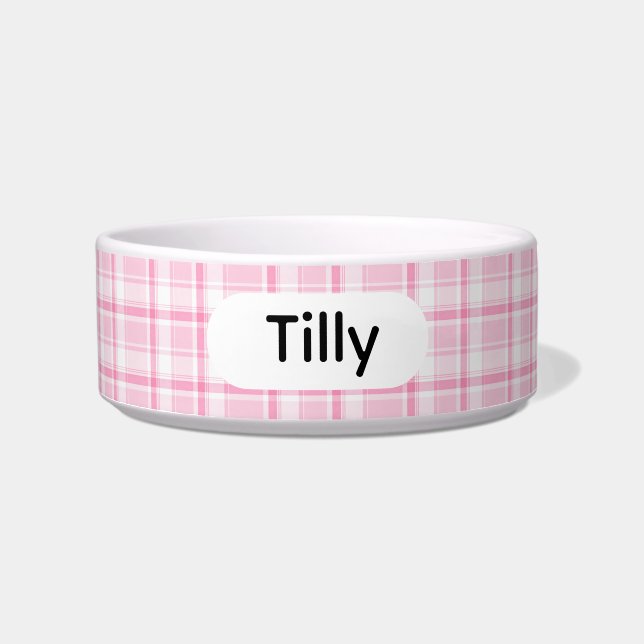 Écuelle Bol personnalisé de style rose à carreaux pour ani (Devant)