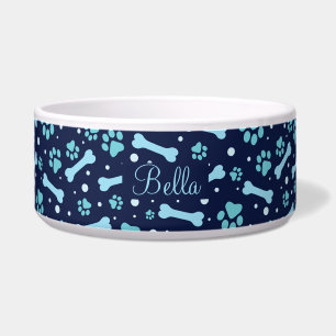 Écuelle Bol personnalisé empreintes de patte bleues pour c