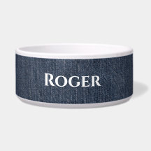 Bol personnalisé en denim bleu pour animal de comp