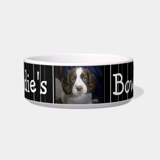 Écuelle Bol personnalisé pour chien à rayures noires et bl