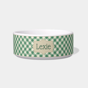 Écuelle Bol personnalisé vert et à carreaux blancs pour an