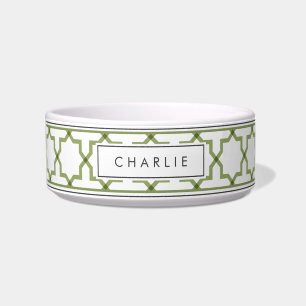 Écuelle Bol personnalisé vert sauge et blanc à motif étoil