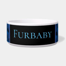 Bol pour animal de compagnie à motif bleu.