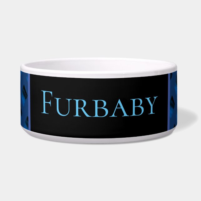 Écuelle Bol pour animal de compagnie à motif bleu. (Devant)