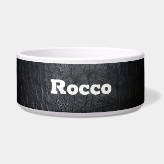 Écuelle Bol pour animal de compagnie en cuir noir faux dis