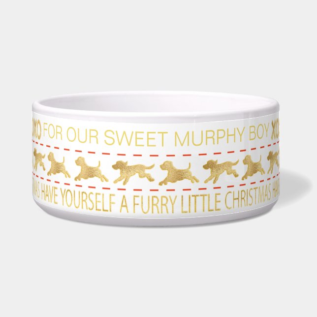 Écuelle Bol pour animaux de compagnie "CHEMISE DE NOËL OR/ (Devant)