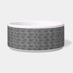 Écuelle Bol pour animaux Noir Blanc Motif géométrique Hexa