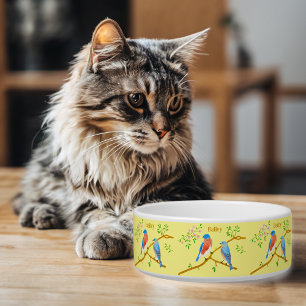 Écuelle Bol pour chat ou chien Bluebirds jaune