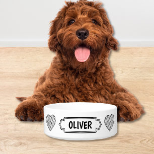 Écuelle Bol pour chien en céramique noir et blanc moderne