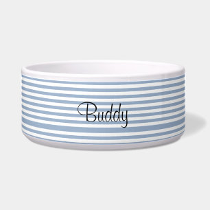 Écuelle Bol pour chien mignon bleu et blanc rayé