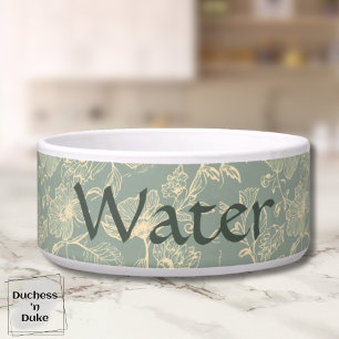 Écuelle Bol pour l'eau du chien - Botanique Vert Sauge, No
