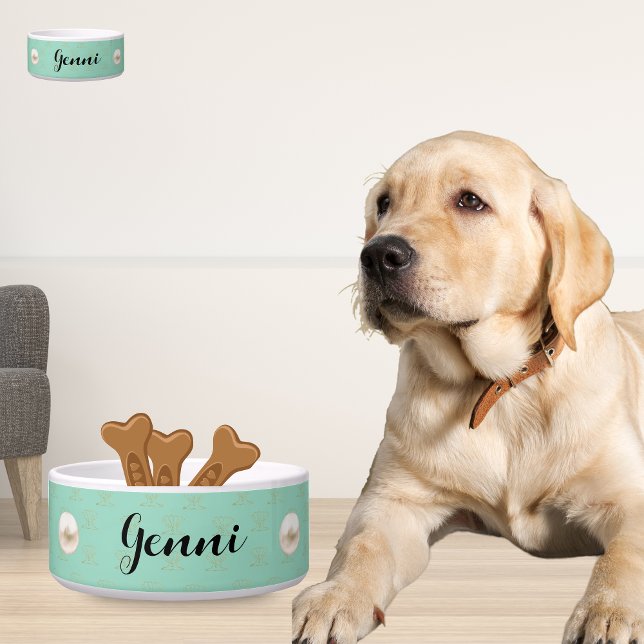 Écuelle bols en céramique personnalisés pour animaux de co (Personalized Ceramic Pet Bowls Elegant & Large)