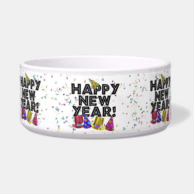 Écuelle Bonne année - Texte noir avec Casquettes de parti (Devant)
