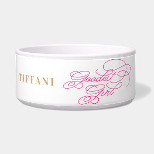 Écuelle Bonne Fille Drôle Classy Élégant Chien Rose Blanc