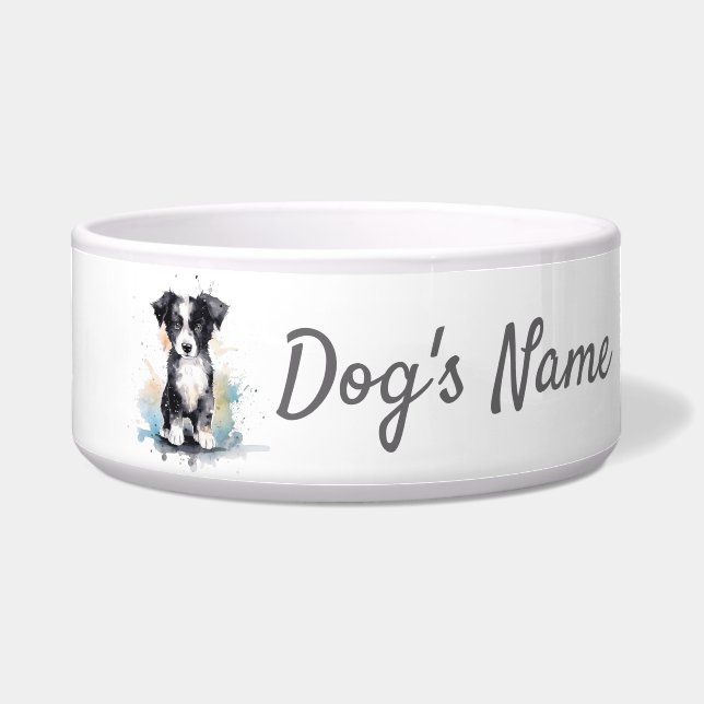 Écuelle Bordure Collie chiot en céramique poêle Bowl (Devant)