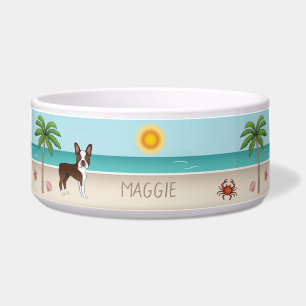 Écuelle Boston Terrier Brun sur une plage tropicale estiva