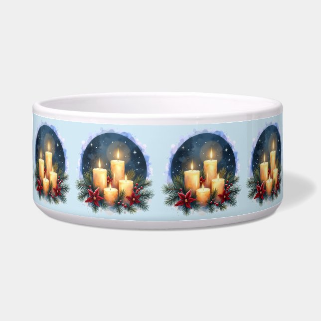 Écuelle Bougie de Noël avec Poinsettias (Devant)