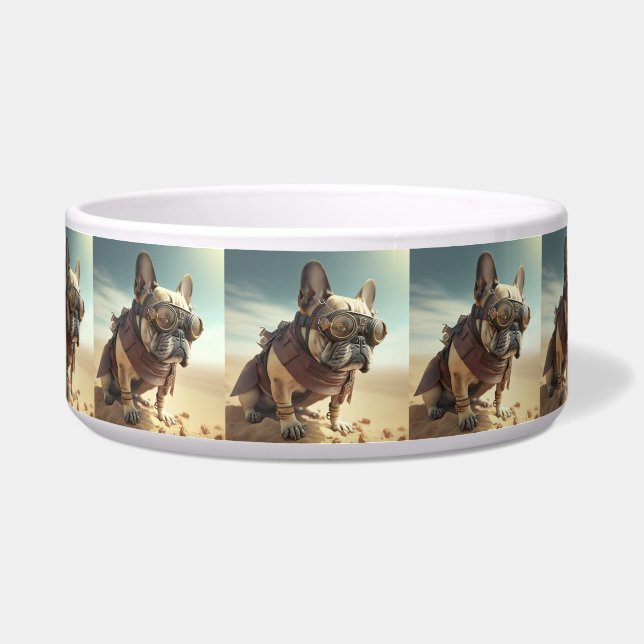 Écuelle Bouledogue français Steampunk avec lunettes dans l (Devant)
