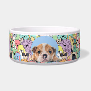 Écuelle Bulldog Anglais Personnalisé Photo & Nom Chien Bow