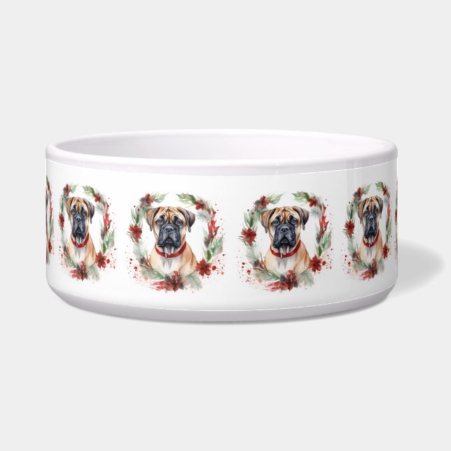 Écuelle Bullmastiff Noël Wreath Festive Pup (Devant)