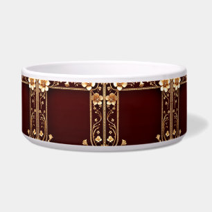 Écuelle Burgundy Golden Flowers céramique Pet Bowl