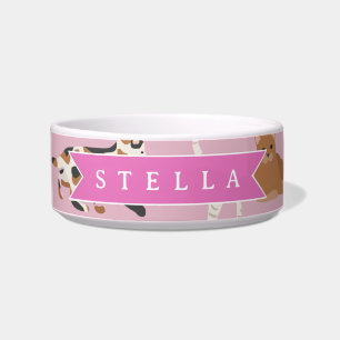 Écuelle Cadeau personnalisé motif chat rose mignon pour am