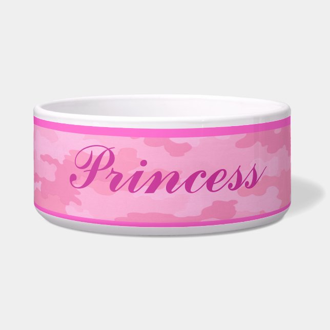 Écuelle Camouflage rose personnalisé Pet Bowl (Devant)