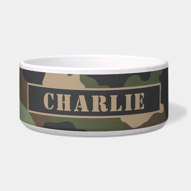 Écuelle Camouflage Woodland Camo Khaki Tan Black Monogramm (Devant)