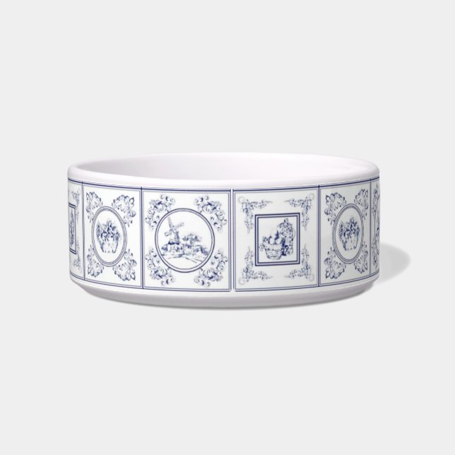 Écuelle Carreaux hollandais bleu et blanc Plat de chien po (Devant)