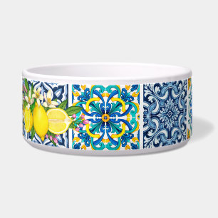 Écuelle Carrelage méditerranéen clair Citron Pet Bowles
