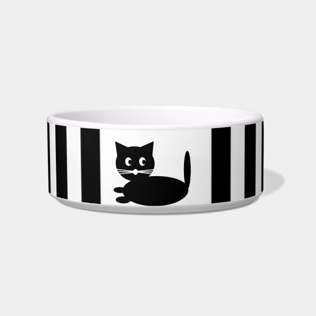 Écuelle Cartoon de chat noir et blanc - Pet Bowl (Devant)