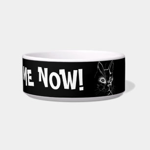 Écuelle Cat en céramique noir et blanc illustré Pet Bowl