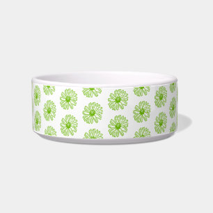 Écuelle Chartreuse Green Daisy Print, Hippie Flower Print